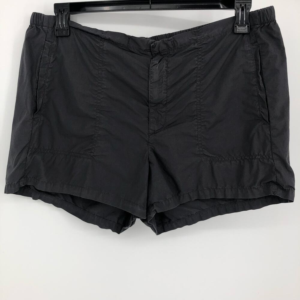 Lou & Grey Women Chino Shorts Large Dark Gray Elastic Waist Pockets 100% Cotton